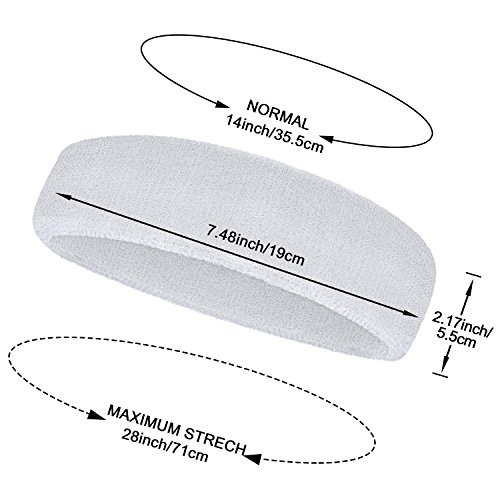 WILLBOND 3 Piezas Diadema Deportiva para Hombres y Mujeres, Banda Elástica de Pelo Antideslizante Banda de Cabeza Atlética de Algodón de Absorción de Humedad para Deportes (Blanco)