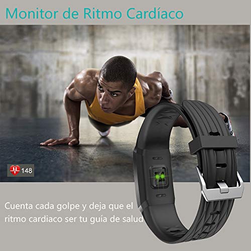 Willful Pulsera Actividad, Impermeable IP68 Pulsera Inteligente con Pulsómetro, Reloj Inteligente para Deporte, Podómetro, Pulsera Deporte para Android y iOS Teléfono móvil para Hombres Mujeres