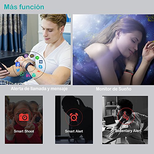 Willful Pulsera Actividad, Pulsera Actividad Inteligente Pantalla Color Reloj con Pulsómetro Impermeable IP68 Podómetro Pulsera Deportiva Reloj para Xiaomi Samsung Huawei Android iPhone iOS Teléfono