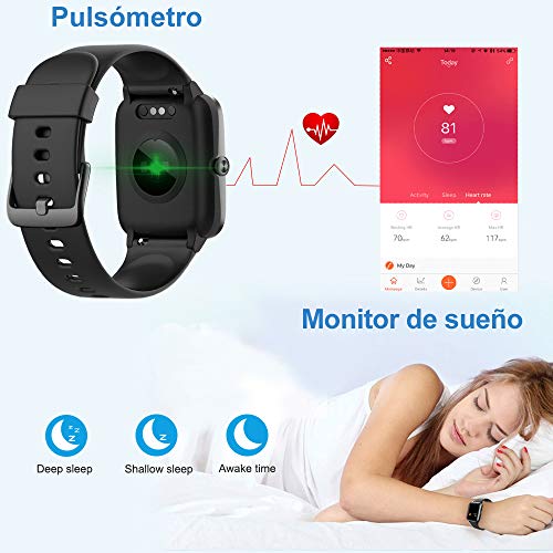 Willful Smartwatch,Reloj Inteligente con Pulsómetro,Cronómetros,Calorías,Monitor de Sueño,Podómetro Pulsera Actividad Inteligente Impermeable IP68 Smartwatch Hombre Reloj Deportivo para Android iOS