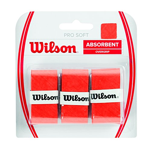 Wilson Pro Soft Overgrip Empuñadura, 3 unidades, unisex, rojo