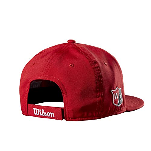 Wilson Staff Flat Brim Cap JR Gorra de Golf, para jóvenes, Visera Plana, Talla Ajustable, poliéster, Unisex niños, Rojo, OSFA