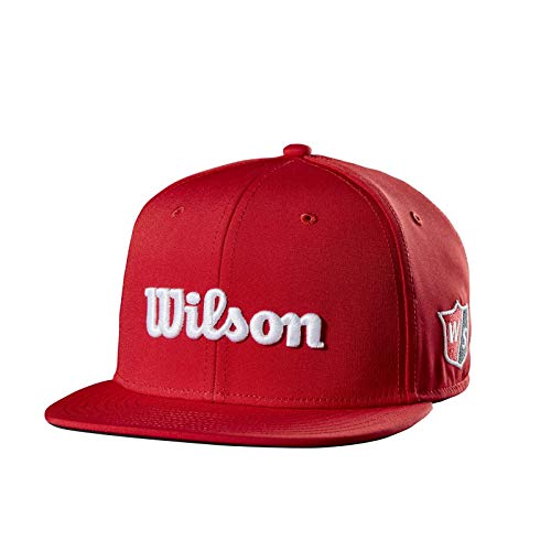 Wilson Staff Flat Brim Cap JR Gorra de Golf, para jóvenes, Visera Plana, Talla Ajustable, poliéster, Unisex niños, Rojo, OSFA