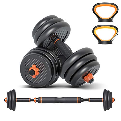 Wind Greeting 6 en 1 Kettlebell & Mancuernas & Barra Conjunto,Juego de Mancuernas Ajustables de 25 kg, Cuatro Modos de Ejercicio Adecuado para el Entrenamiento Familiar y de Fuerza