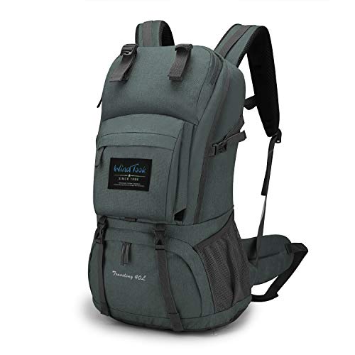 Wind Took Mochilas Trekking 40 litros Mochilas de Senderismo Mochilas Mujer Impermeable Gran Capacidad para Mochila montaña Mochila de Marcha Trekking Camping Deporte al Aire Libre 55x33x20-Gris