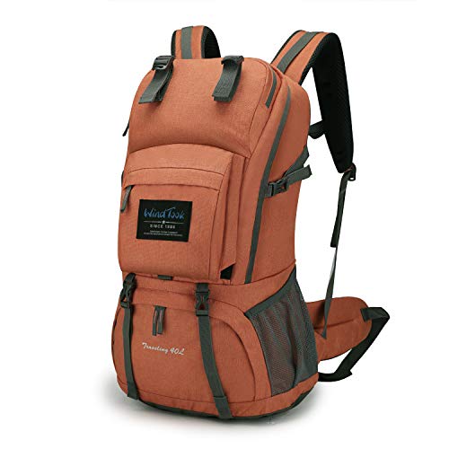 Wind Took Mochilas Trekking 40 litros Mochilas de Senderismo Mochilas Mujer Impermeable Gran Capacidad para Mochila montaña Mochila de Marcha Trekking Camping Deporte al Aire Libre 55x33x20-Naranja