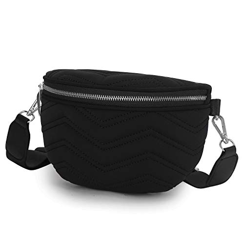 Wind Took Riñonera Mujer Bolso Riñoneras de Moda Bolso Bandolera Mujer Bolso Hombro con Correa Ajustable para Diario Viaje y Compras 21 x 8.5 x 14 cm Negra