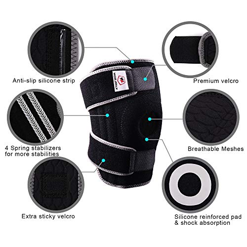 WIN.MAX Winmax Deporte Rodilleras, Rodillera de Neopreno con Estabilizadores Laterales y Almohadillas de Rótula en Gel, Rodillera Ligamento para Depor