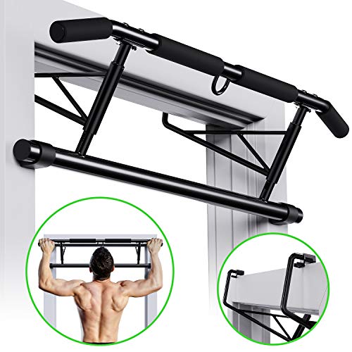 WINNOW Barra de Abrazadera para Puerta Sin Tornillos Barra de Dominadas Plegable Portátil de Interior Ejercicio Pesado Parte Superior del Cuerpo Barra de Entrenamiento