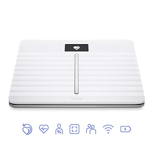 Withings Body Cardio Báscula inteligente con conexión Wi-Fi, composición corporal, frecuencia cardíaca, IMC, masa muscular, grasa y porcentaje de agua corporal, aplicación móvil por Bluetooth o Wi-Fi