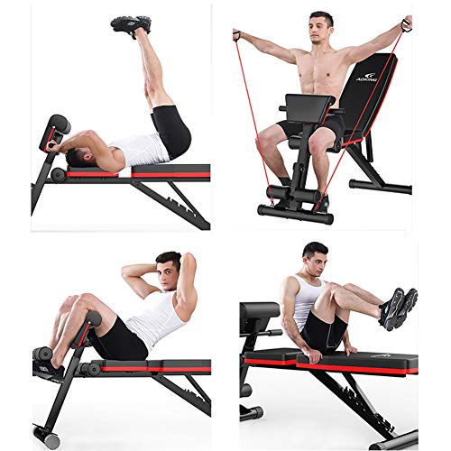 WJZJ Banco de Musculacion Plegable, Banco de Pesas Regulable para Hogar, Banco reclinable para Gimnasio Banco Abdominales Multifuncional Equipo de Ejercicios de PressWorkout Bench