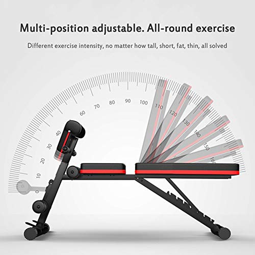 WJZJ Banco de Musculacion Plegable, Banco de Pesas Regulable para Hogar, Banco reclinable para Gimnasio Banco Abdominales Multifuncional Equipo de Ejercicios de PressWorkout Bench