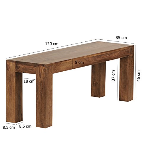 WOHNLING de Madera Maciza de Sheesham de Comedor Banco de Madera con diseño de 120 x 35 cm