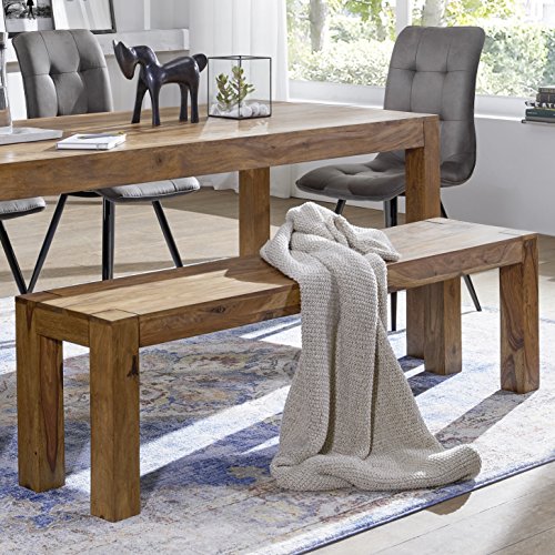 WOHNLING de Madera Maciza de Sheesham de Comedor Banco de Madera con diseño de 120 x 35 cm