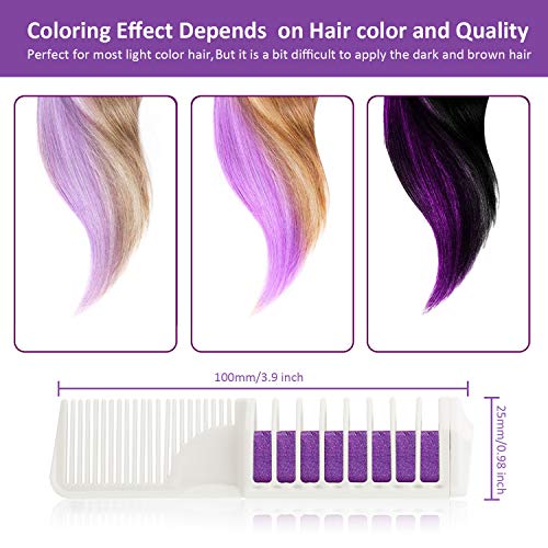 Wolady Coloración Temporal Cabello Tiza Peine Cabello Tinte Cabello 8 Colores 2 en 1 Peine Coloración Color de Cabello con Guantes y Chal Desechable Niños DIY Cosplay Más Adecuado para Cabello Claro