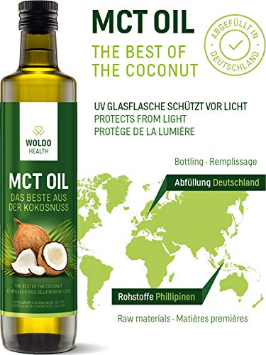 WoldoHealth Aceite MCT de coco ácido caprílico caproico trigliceridos de cadena media 500ml