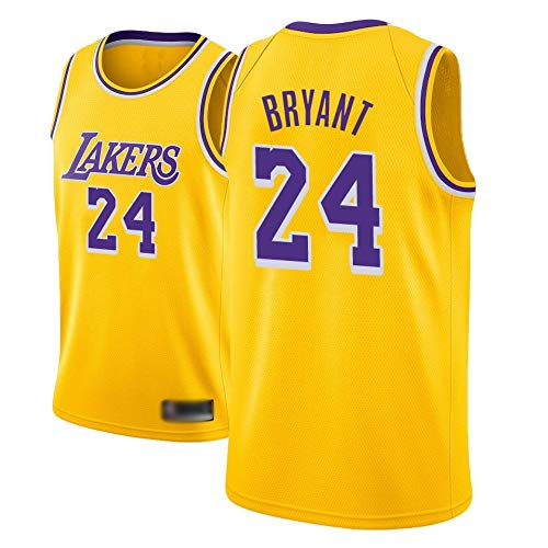WOLFIRE SC Camiseta de Baloncesto para Hombre, NBA, Los Angeles Lakers #8#24 Kobe Bryant. Bordado Swingman Transpirable y Resistente al Desgaste Camiseta para Fan (Amarilla, XL)