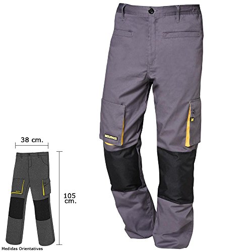 Wolfpack 15017085 Pantalon de Trabajo Gris/Amarillo Largo Talla 38/40 S