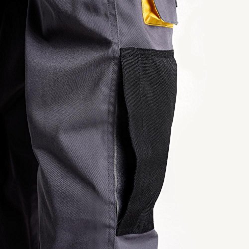 Wolfpack 15017085 Pantalon de Trabajo Gris/Amarillo Largo Talla 38/40 S