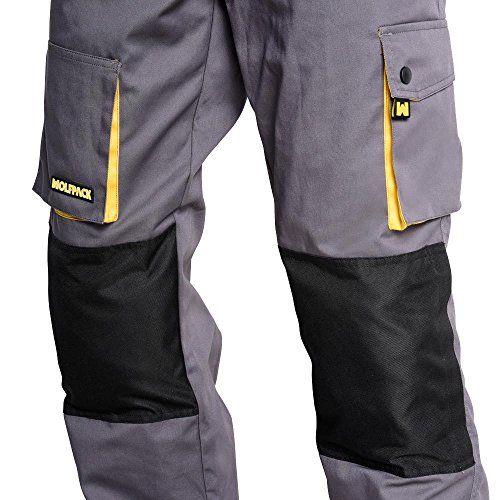 Wolfpack 15017100 Pantalon de Trabajo Gris/Amarillo Largo Talla 46/48 L