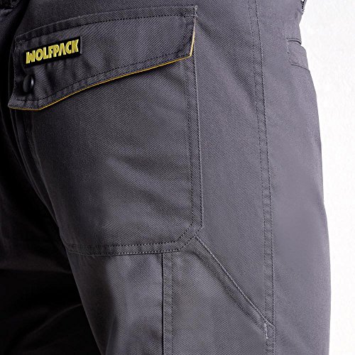 Wolfpack 15017100 Pantalon de Trabajo Gris/Amarillo Largo Talla 46/48 L