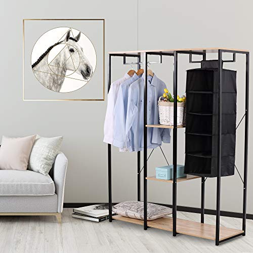 WOLTU Burro Perchero Ropa Colgar Ropa Resistente sin Ruedas con Estantes Madera Metálico Estable Estante Colgante 120 x 40 x 167 cm SR0048hei