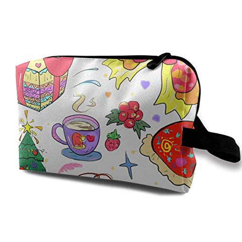 Women's Christmas Elements Family Pattern Travel Hanging Toiletry Bag Portable Travel Kit Shaving Bathroom Storage Bag Waterproof Cosmetic Organize