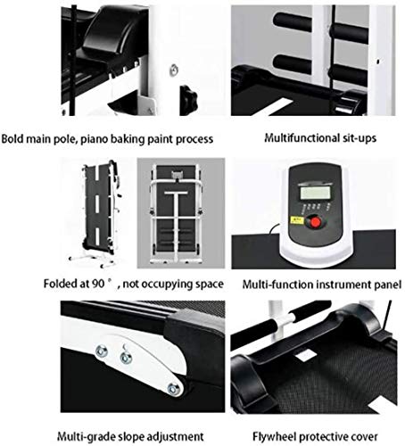 Woodtree Multifuncional Cinta de Correr, Home Fitness Equipment Pequeño, Controles fáciles de pasamanos, Instalación mecánica Plegable-Libre Ultra-Quiet Cubierta Máquina Caminar