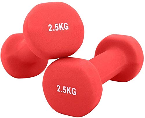 Woodtree Pesos de la Pesa de Neopreno Home Gym Fitness Pilates Mano Brazo Pesas Conjunto 0.5Kg 1Kg 1,5 kg 2,5 kg 2 kg 3 kg 4 kg 5 kg (par), Color: Púrpura-2 x 1,5 kg (Color : Red-2 x 2.5KG)