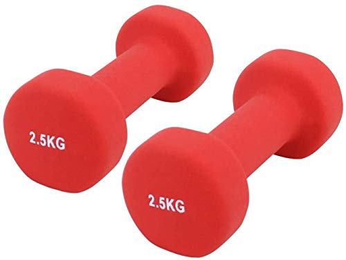 Woodtree Pesos de la Pesa de Neopreno Home Gym Fitness Pilates Mano Brazo Pesas Conjunto 0.5Kg 1Kg 1,5 kg 2,5 kg 2 kg 3 kg 4 kg 5 kg (par), Color: Púrpura-2 x 1,5 kg (Color : Red-2 x 2.5KG)