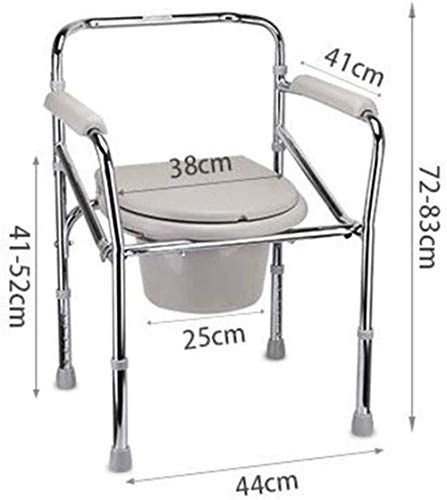 Woodtree Silla de Inodoro portátil Ajustable Vieja Gente está con Antideslizante del cojín del pie Plegable móvil higiénico Taburete con Papel Toalla Rack, Tamaño: Chapado (Size : 1)