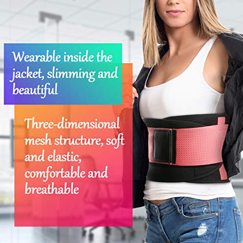 WOSTOO Mujer Cintura Entrenador, Fajas Reductoras Adelgazantes Mujer Fajas Reductoras Adelgazantes Faja Reductora Cinturón Lumbar Abdomen Adjustable para Deporte Fitness - Rosa