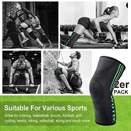 WOTEK Rodilleras Menisco y Ligamento Para Crossfit, Antideslizante Rodilleras Deportivas Para Hombre y Mujer, Protección Profesional Para Deportes,Correr, Saltar, Bicicleta, Escalada ect, 2 Piezas, L