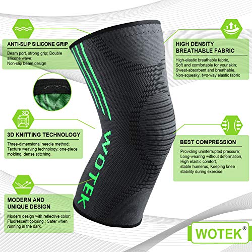 WOTEK Rodilleras Menisco y Ligamento Para Crossfit, Antideslizante Rodilleras Deportivas Para Hombre y Mujer, Protección Profesional Para Deportes,Correr, Saltar, Bicicleta, Escalada ect, 2 Piezas, L