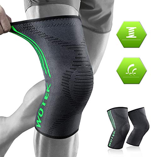 WOTEK Rodilleras Menisco y Ligamento Para Crossfit, Antideslizante Rodilleras Deportivas Para Hombre y Mujer, Protección Profesional Para Deportes,Correr, Saltar, Bicicleta, Escalada ect, 2 Piezas, L