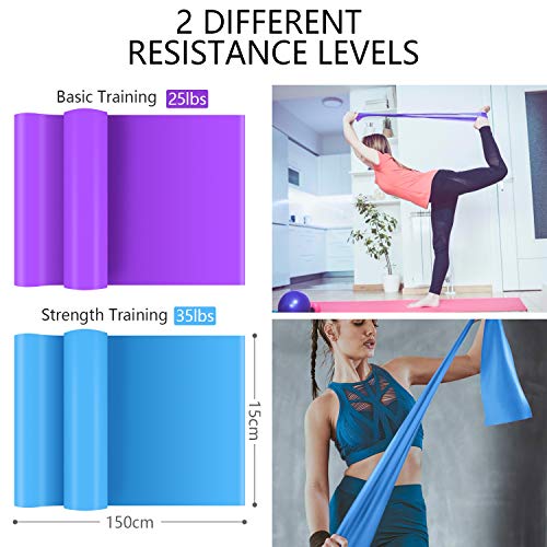 WOWGO Bandas de Resistencia, 6 Pack Elásticas Fitness Bandas de Gimnasia con Instrucciones de Ejercicios, Bolsa de Transporte para laConstrucción Muscular, Yoga,Gimnasia, Pilates, Crossfit