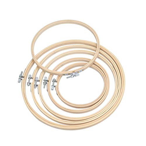 WOWOSS 6 Pcs Aros Bordado Punto de Cruz de Bambú Set de Anillo para Manualidades Costura a Mano 13/15/17/20/23/26 cm