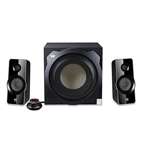 Woxter Big Bass 260 - Altavoces 2.1 (150W,Subwoofer de Madera,Control de Volumen con Cable y Doble conexión. Ideal para TV, PC y videoconsolas), Color Negro