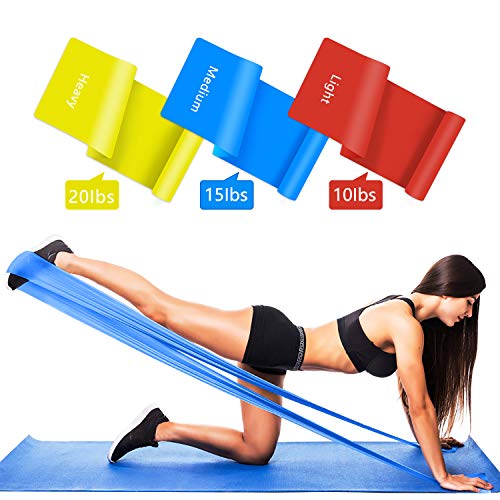 Wrei Bandas Elasticas Fitness, 1.5M/1.8M/2.0M Bandas de Resistencia con 3 Niveles, Cintas Elasticas Fitness para Yoga, Pilates, Crossfit, Estiramientos, Muscular, Piernas, Brazos, Fuerza(3 Pieces)