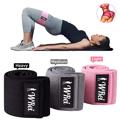 Wrei Bandas Elasticas Fitness, 3 Piezas Bandas Elasticas Musculacion Antideslizantes, Bandas de Resistencia con 3 Niveles, Cintas Elasticas Fitness para Glúteos, Cadera, Piernas, Yoga, Pilates ect.