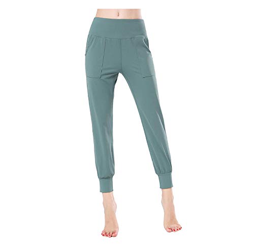 WUXEGHK Pantalones Deportivos Pantalones De Yoga Para Mujer Pantalones Para Correr Señoras Nylon Cintura Alta Viga Pies Entrenamiento Mujeres Harlan Pantalones Deportivos Casuales Tamaño:L