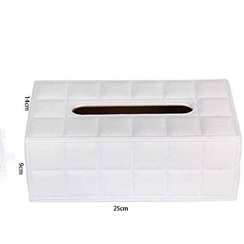 WWWANG Blanco 25 * 14 * 9 cm de la Caja del Tejido PU Inicio Alquiler rectángulo servilleta de Papel Tissue Box Cover (Color : Tissue Box)