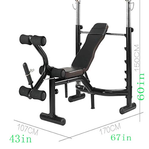 WXH Entrenamiento de musculación y musculación con Pesas multifuncionales, Banco de Pesas olímpico Ajustable, Acero, Engrosamiento y Pesas