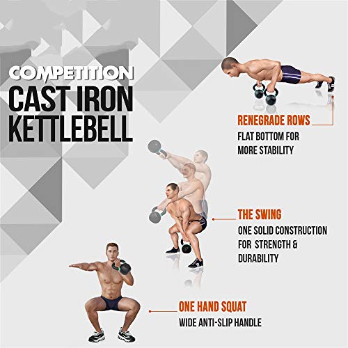 WXH Fitness Kettlebells, Marcas de LB y Kg. Powder Coat, Durability Rust Resistance Longevity, para competición, Fuerza, Fitness, Entrenamiento Cruzado,L