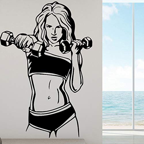 wZUN 2pcs Fitness Femenino con Mancuernas Deportes Etiqueta de la Pared Gimnasio Club 42X62cm