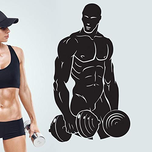 wZUN Calcomanía de Fitness Gimnasio con Mancuernas con Mancuernas Vinilo de Vinilo Mural de Fitness calcomanía de Palabra Muscular Pegatina de Fitness 58x98 cm