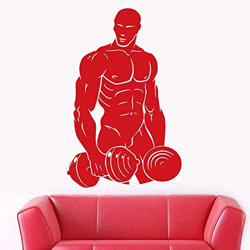 wZUN Calcomanía de Fitness Gimnasio con Mancuernas con Mancuernas Vinilo de Vinilo Mural de Fitness calcomanía de Palabra Muscular Pegatina de Fitness 58x98 cm