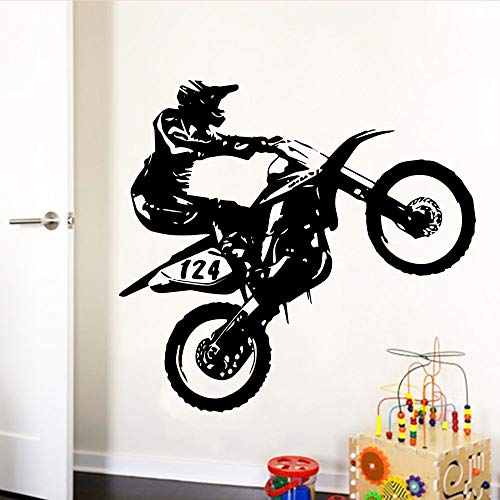 wZUN Motociclista Creativo Vinilo Autoadhesivo Impermeable Pared Arte calcomanía habitación de los niños decoración del hogar Papel Tapiz 69X78cm