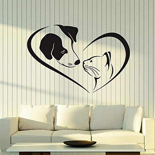 wZUN Perro Gato Pared calcomanía Amor Amigo Animal Tienda de Mascotas Veterinaria guardería decoración de la casa Pegatina de Vinilo 63X93 cm