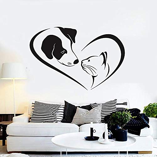 wZUN Perro Gato Pared calcomanía Amor Amigo Animal Tienda de Mascotas Veterinaria guardería decoración de la casa Pegatina de Vinilo 63X93 cm